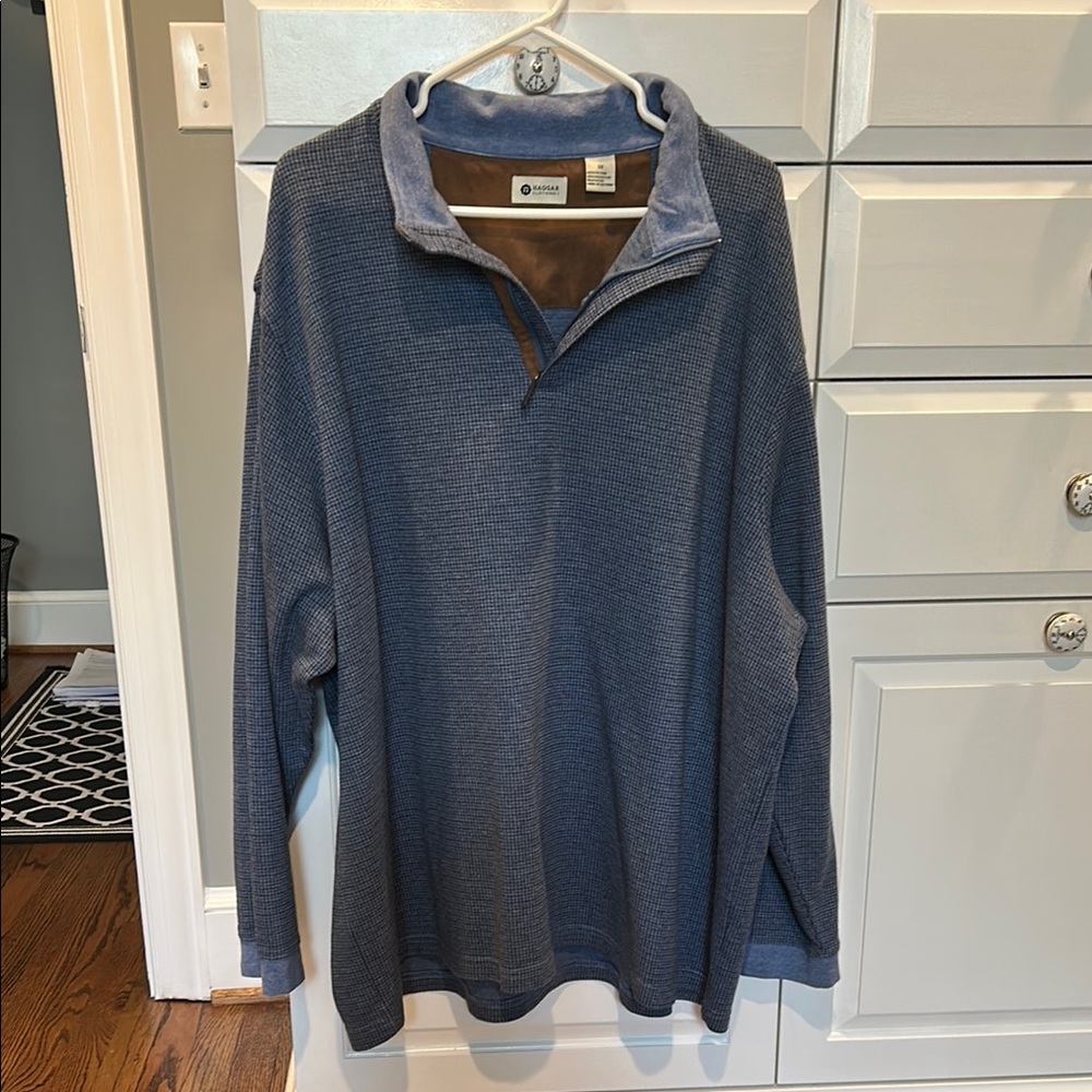 Haggar Clothing Blue Quarter-Zip Pullover